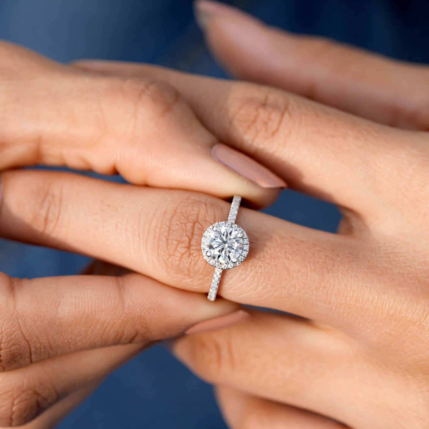 1 Carat Center Round Cut Moissanite Diamond Engagement Ring