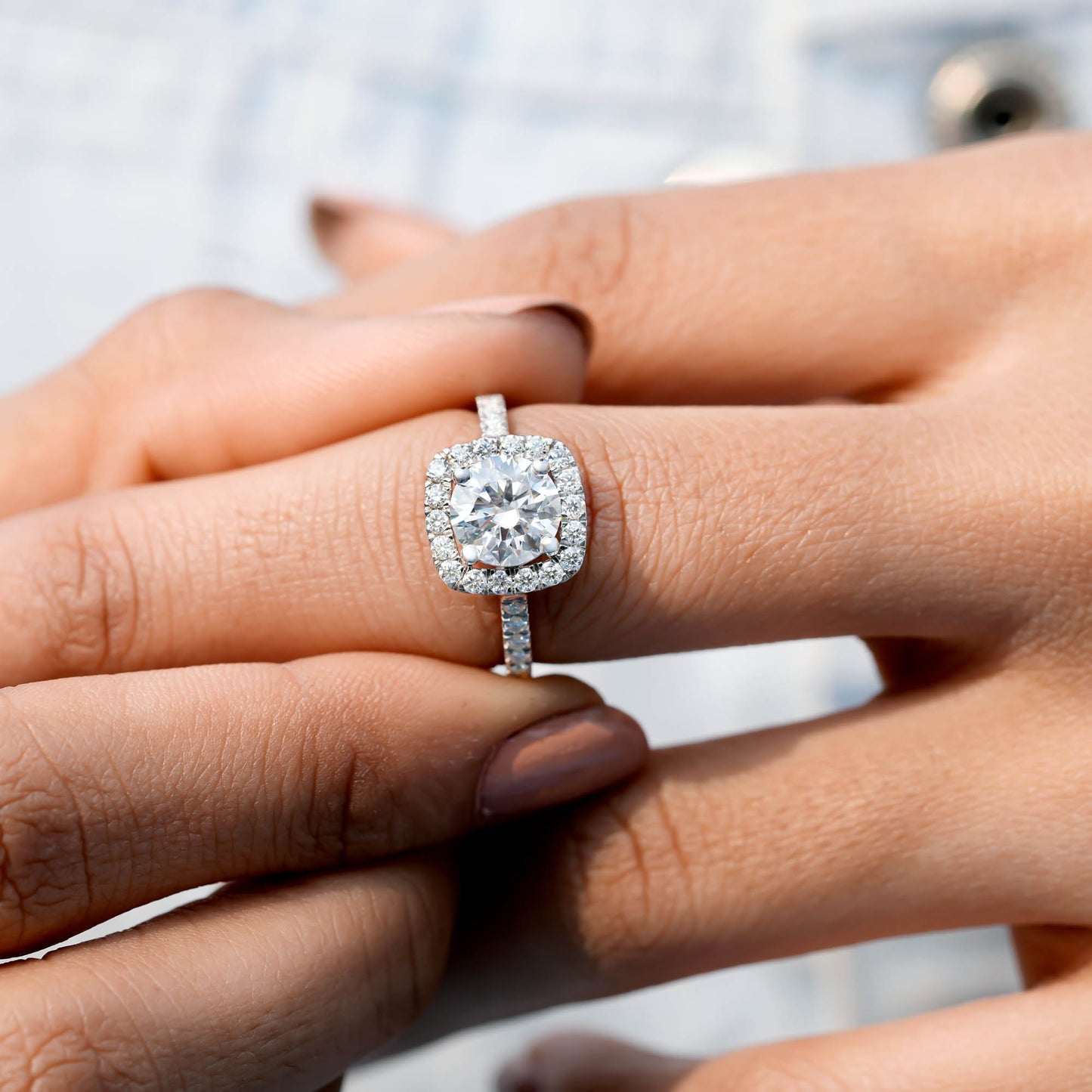 1.5 Carat Center Round Cut Moissanite Diamond Engagement Ring