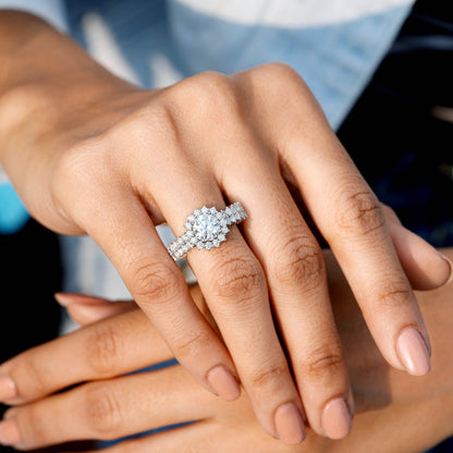 1.5 Carat Center Round Cut Moissanite Diamond Engagement Ring
