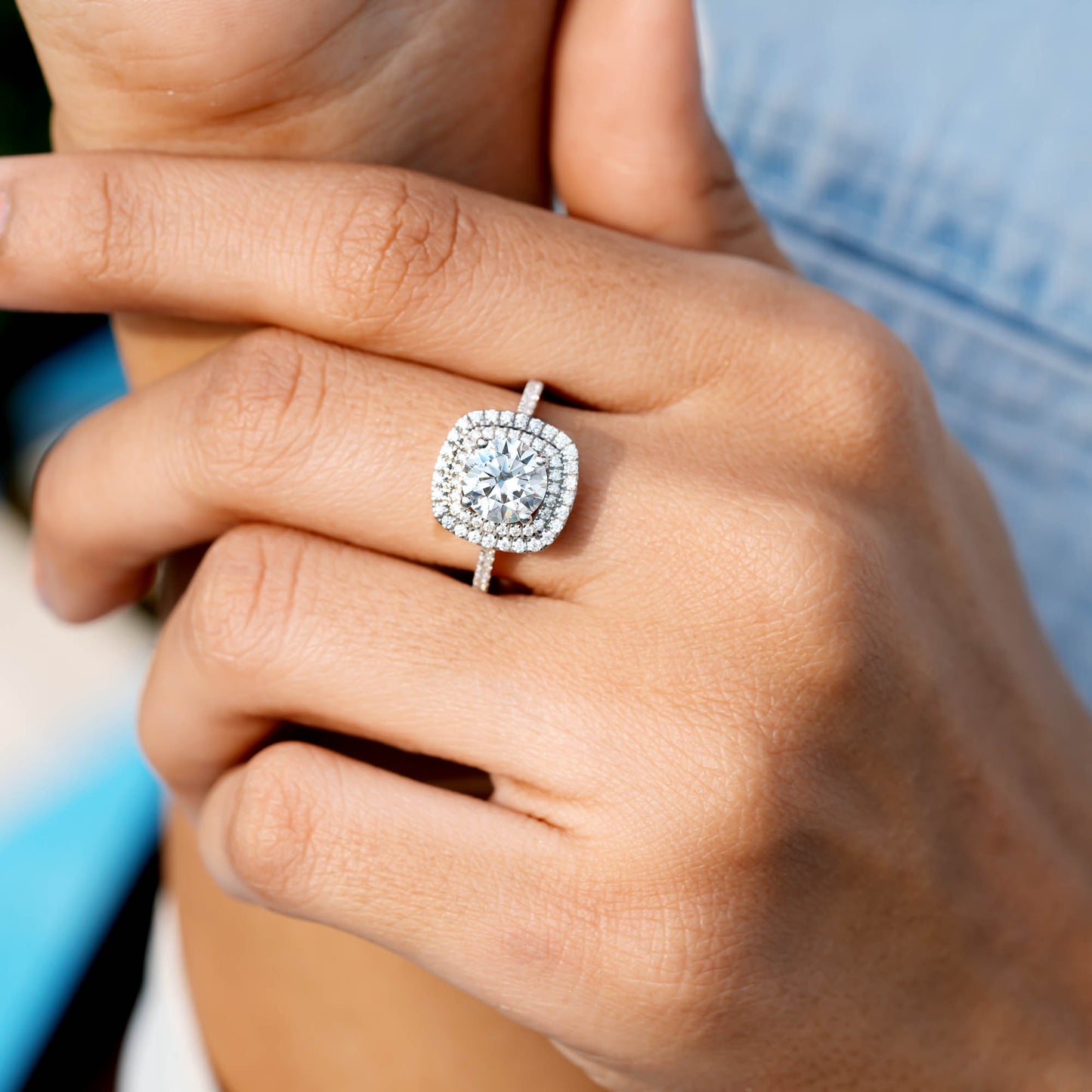 1.5 Carat Center Round Cut Moissanite Diamond Engagement Ring