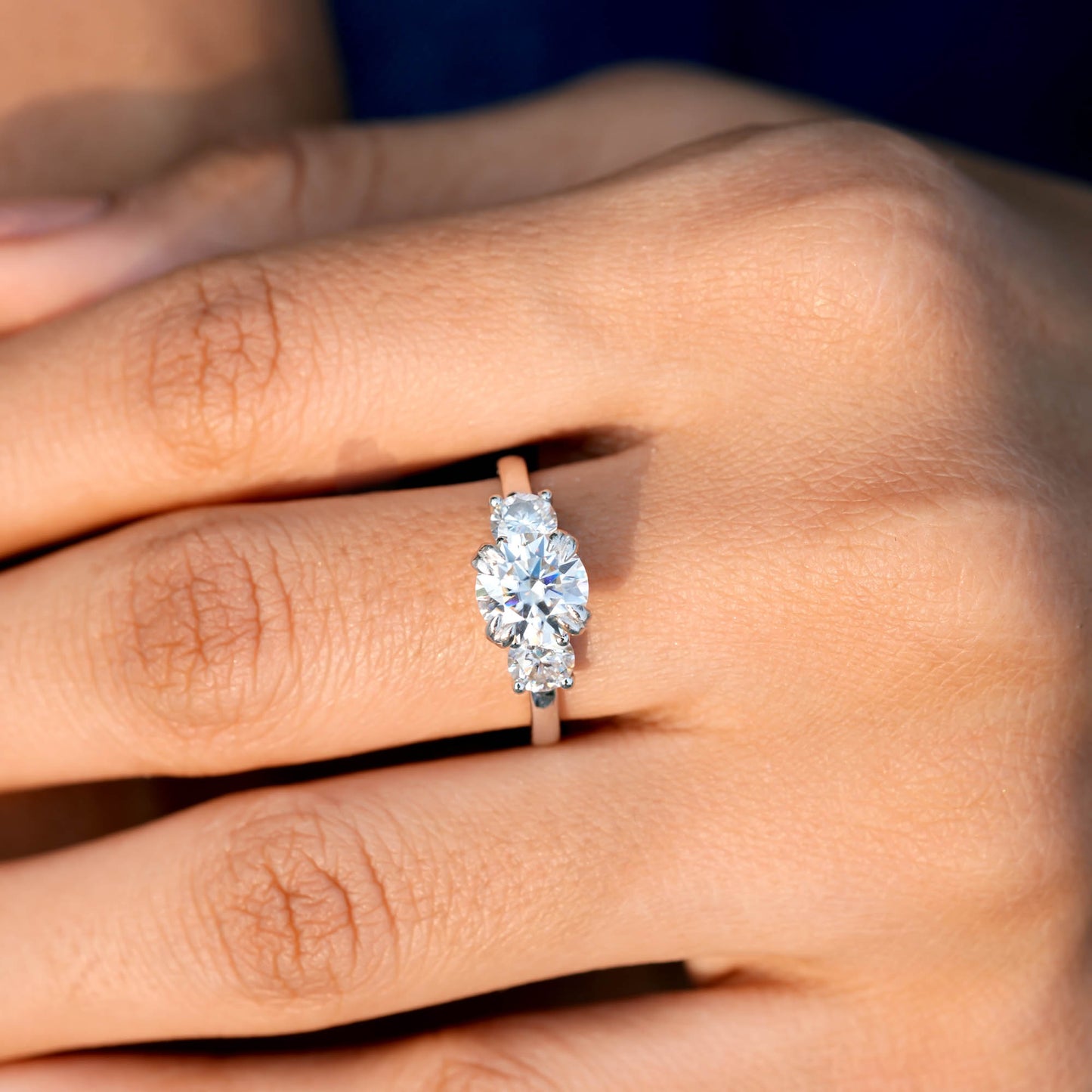 1.5 Carat Center Round Cut Moissanite Diamond Engagement Ring