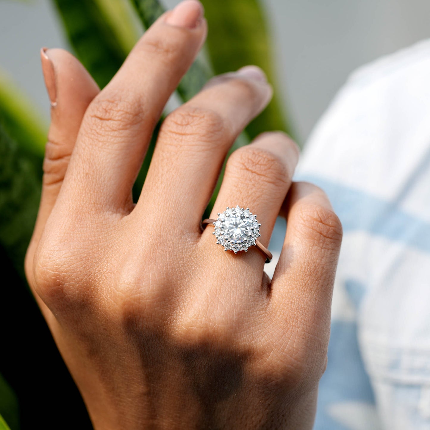 1.5 Carat Center Round Cut Moissanite Diamond Engagement Ring