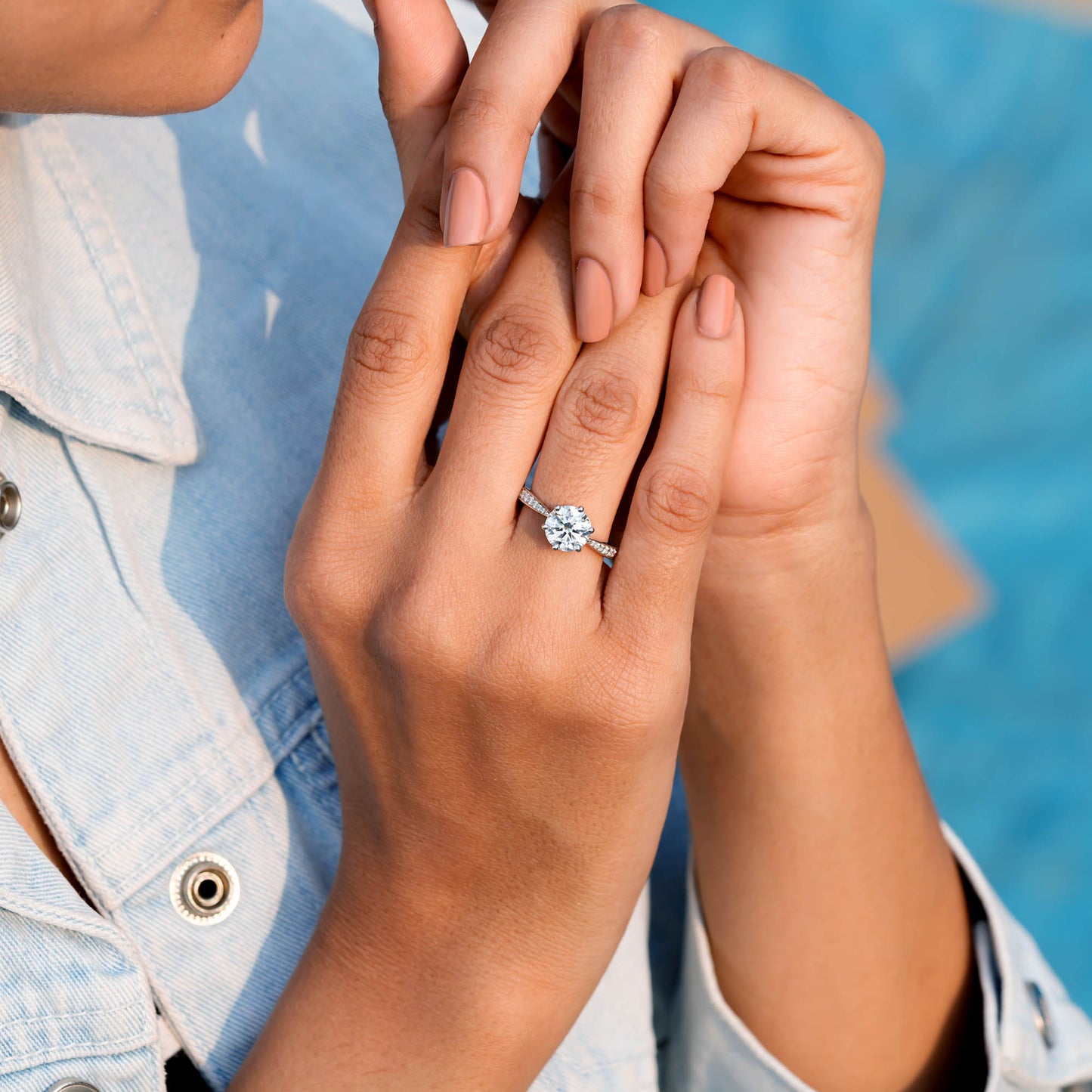 2 Carat Center Round Cut Moissanite Diamond Engagement Ring