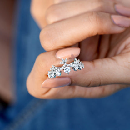 0.90 Carat Round Cut Moissanite Diamond Engagement Ring