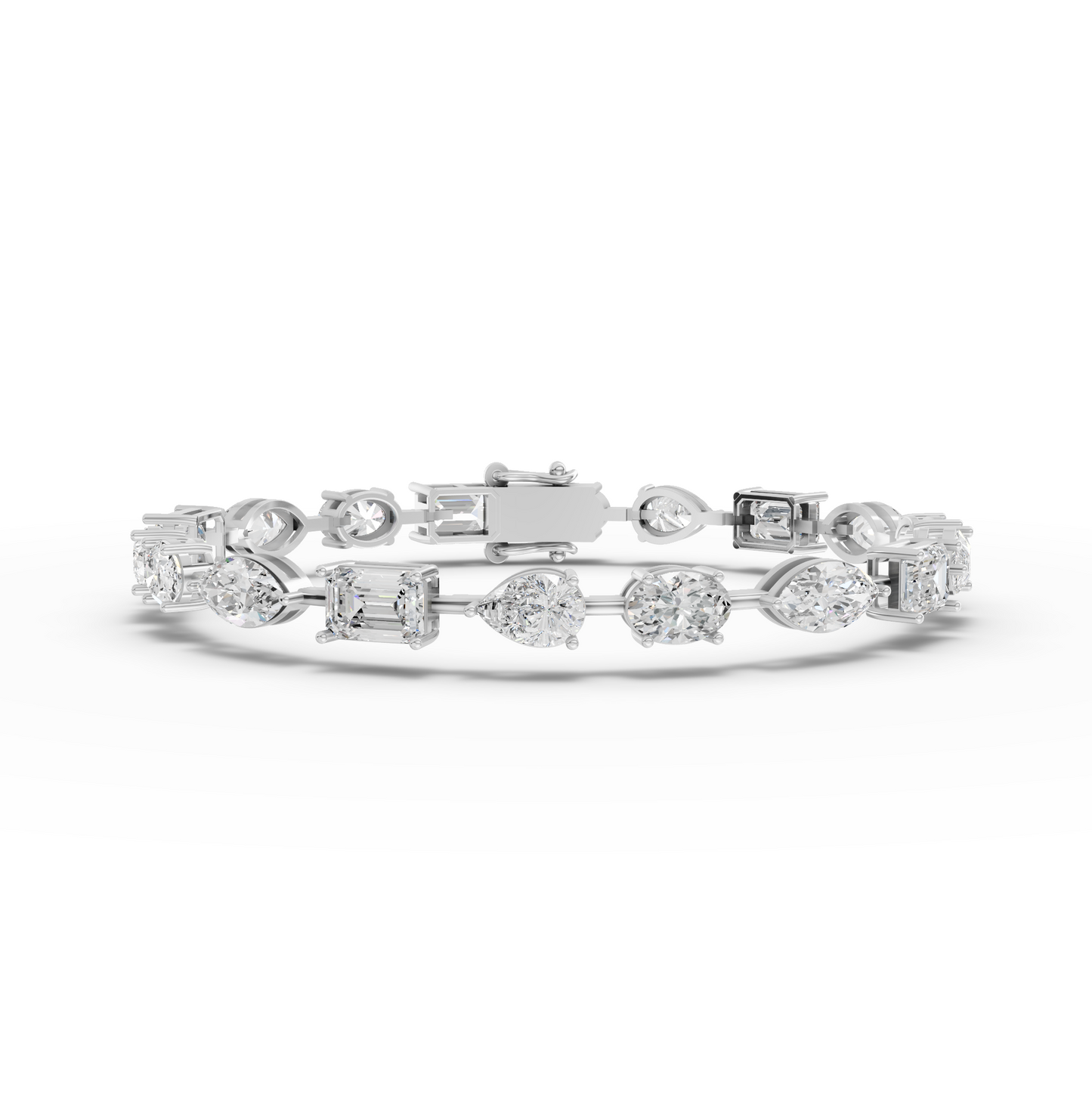 Mixed Cut Moissanite Diamond Station Bracelet