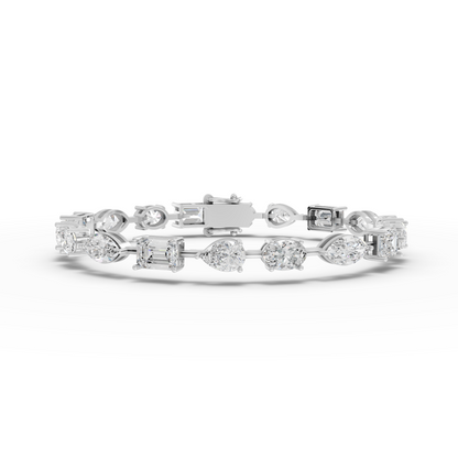 Mixed Cut Moissanite Diamond Station Bracelet