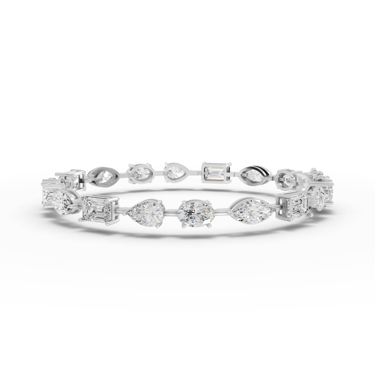 Mixed Cut Moissanite Diamond Station Bracelet