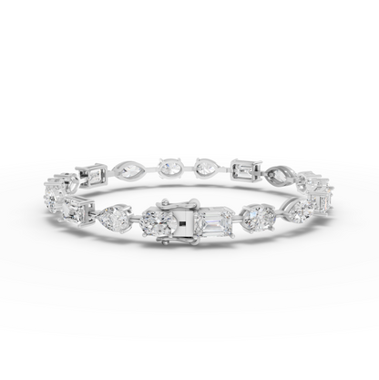 Mixed Cut Moissanite Diamond Station Bracelet