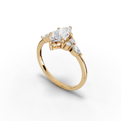 1 Carat Center Marquise Cut Moissanite Diamond Engagement Ring