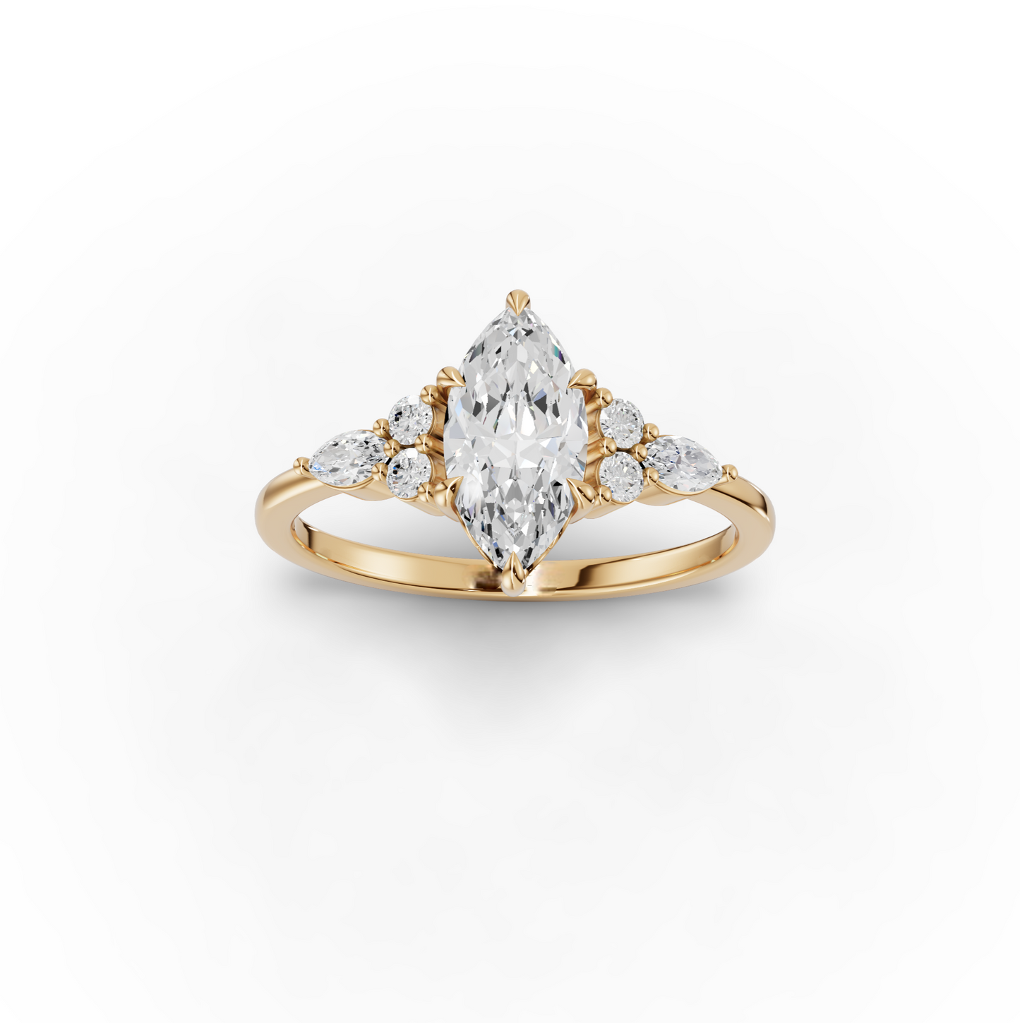 1 Carat Center Marquise Cut Moissanite Diamond Engagement Ring