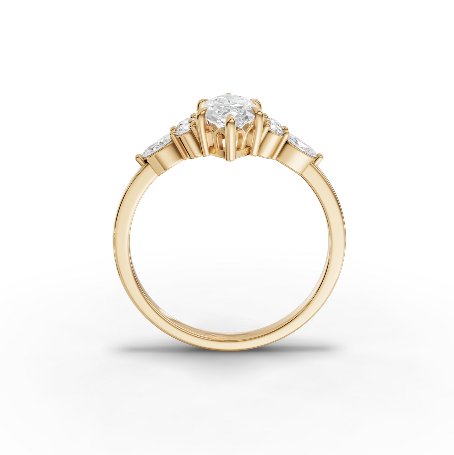 1 Carat Center Marquise Cut Moissanite Diamond Engagement Ring