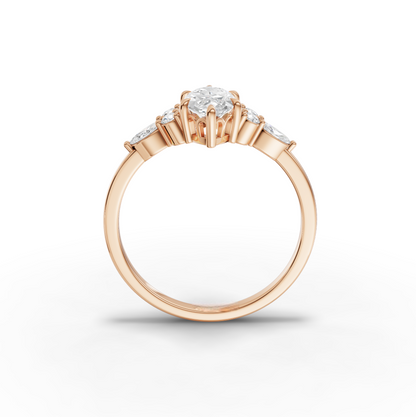 1 Carat Center Marquise Cut Moissanite Diamond Engagement Ring