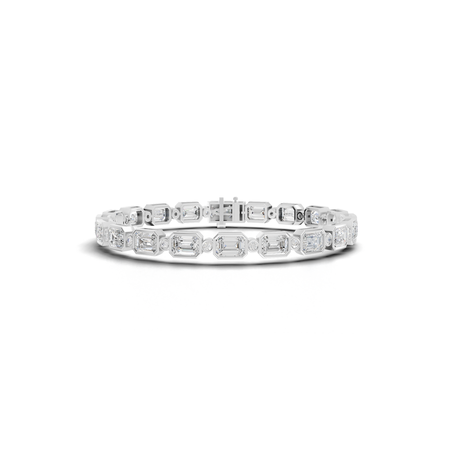 Mixed Cut Bezal Moissanite Diamond Station Bracelet