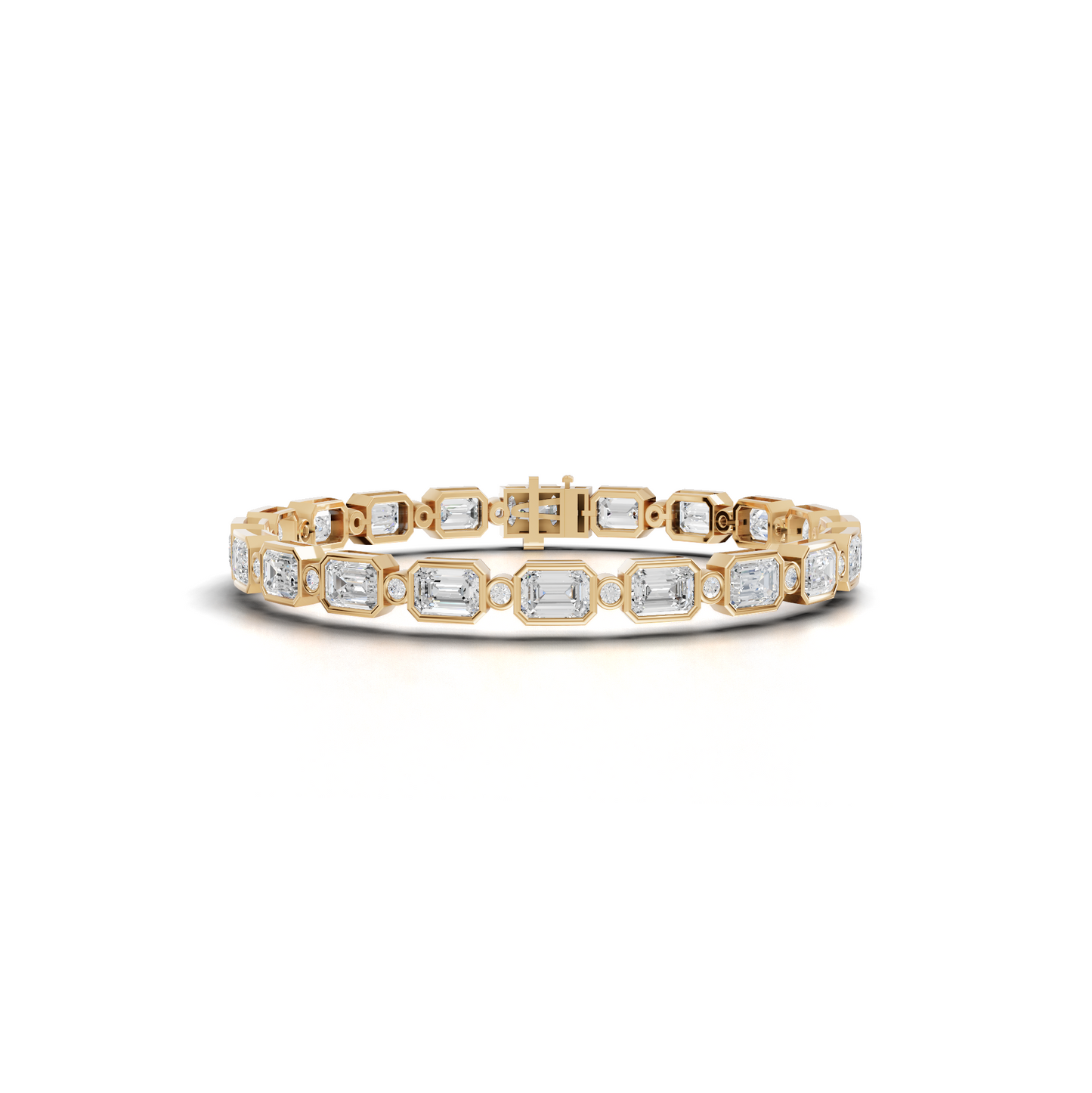 Mixed Cut Bezal Moissanite Diamond Station Bracelet