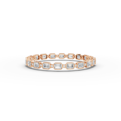 Mixed Cut Bezal Moissanite Diamond Station Bracelet