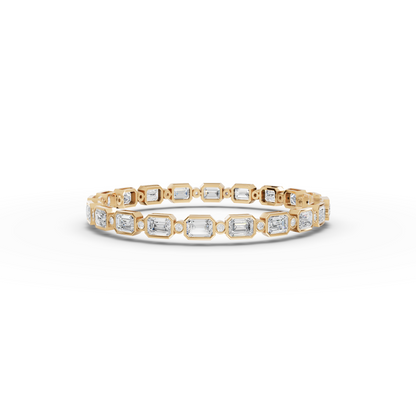 Mixed Cut Bezal Moissanite Diamond Station Bracelet