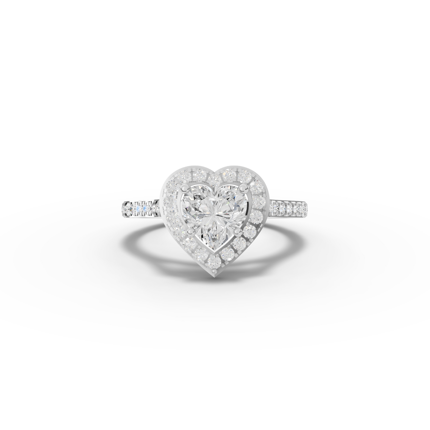 1 Carat Center Heart Cut Moissanite Diamond Engagement Ring