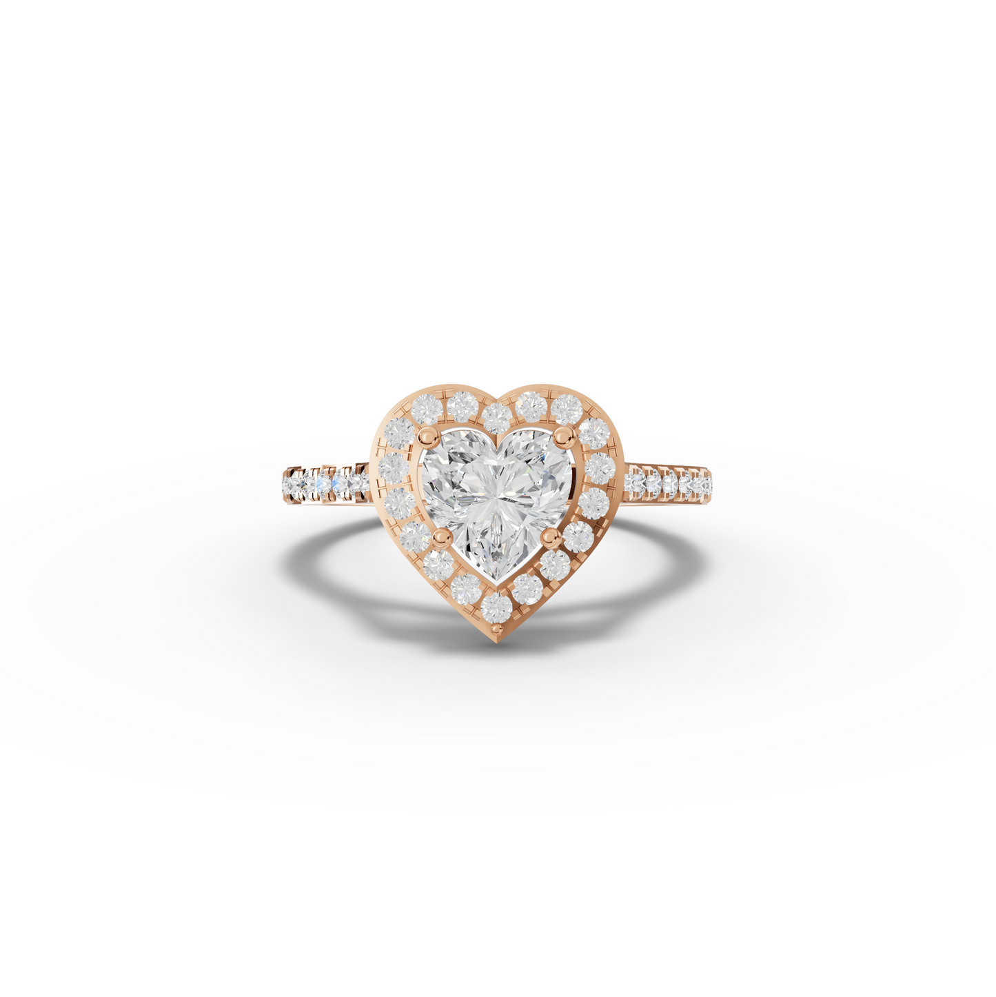 1 Carat Center Heart Cut Moissanite Diamond Engagement Ring