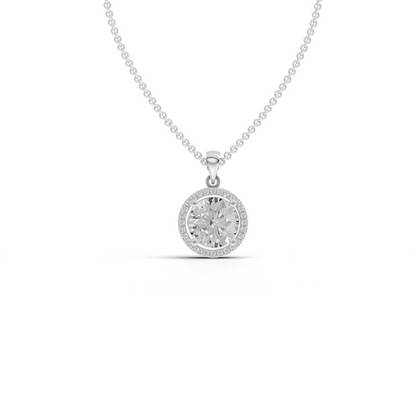 3.5 Carats Round Cut Moissanite Diamond Halo Chain & Pendant