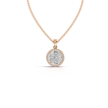 3.5 Carats Round Cut Moissanite Diamond Halo Chain & Pendant