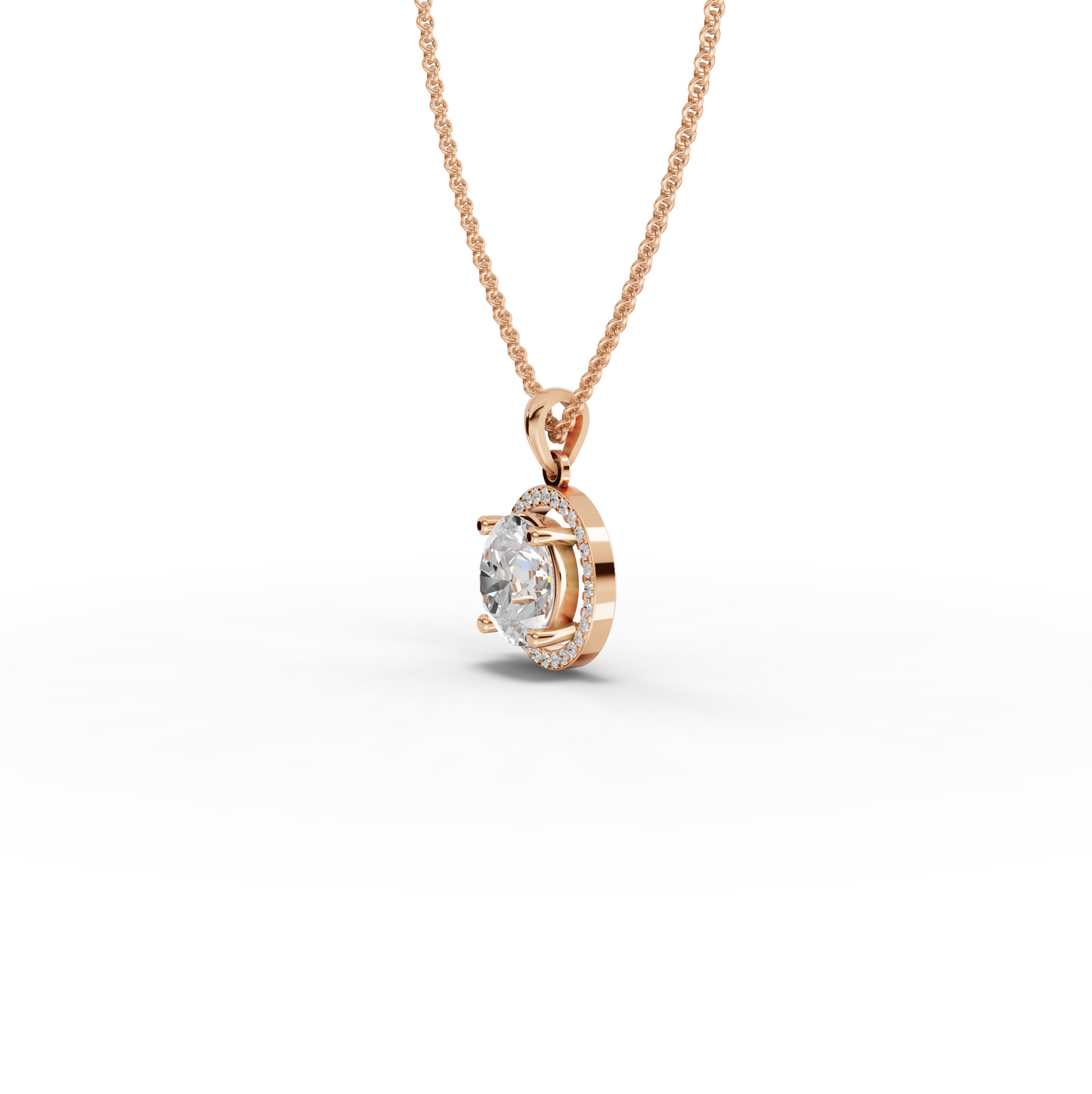 3.5 Carats Round Cut Moissanite Diamond Halo Chain & Pendant