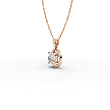 3.5 Carats Round Cut Moissanite Diamond Halo Chain & Pendant