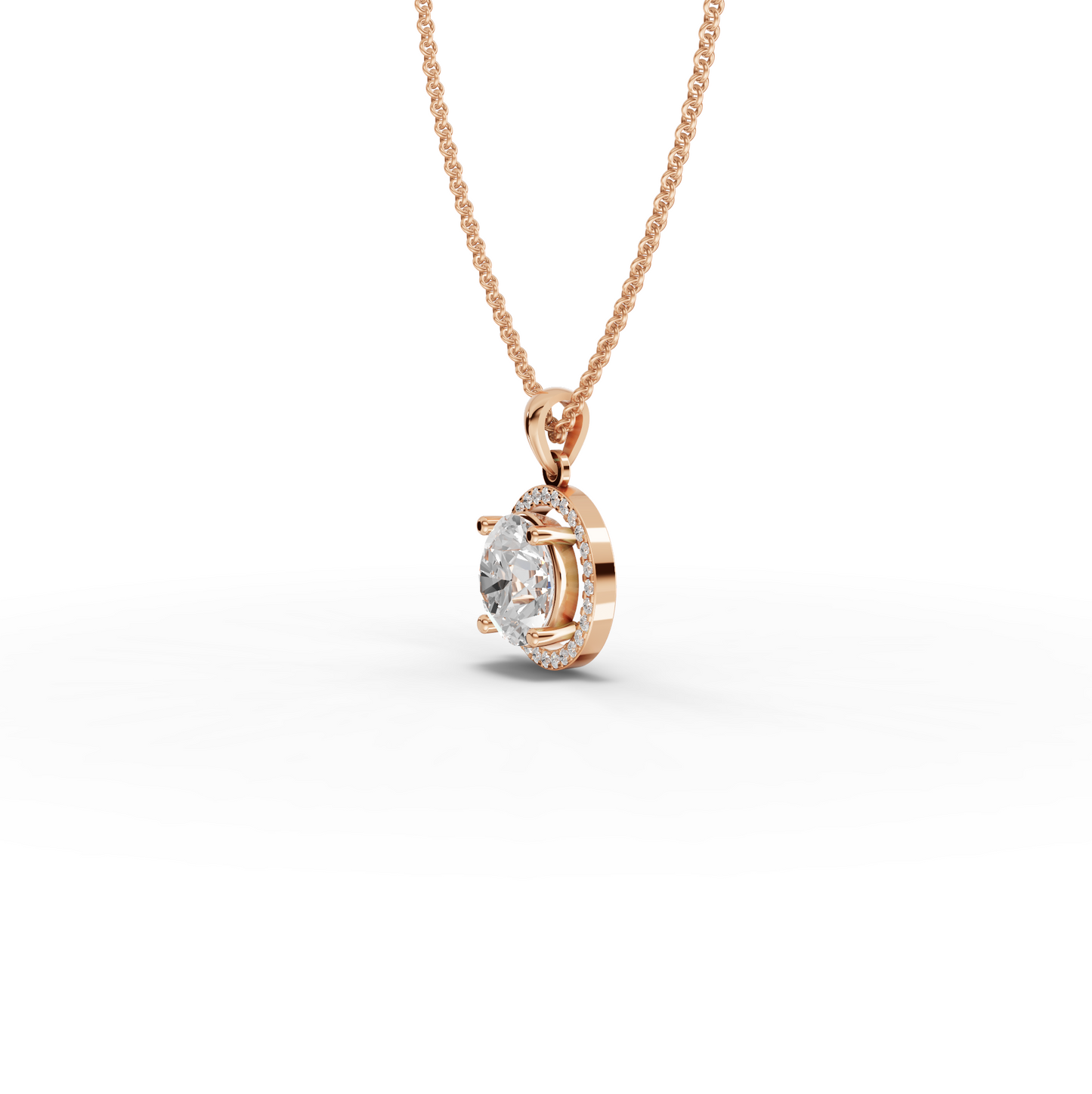 3.5 Carats Round Cut Moissanite Diamond Halo Chain & Pendant