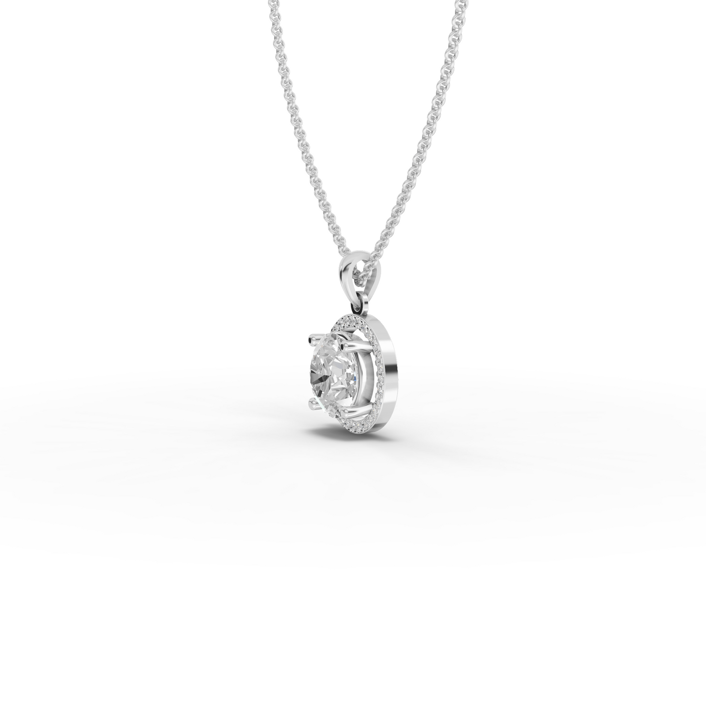 3.5 Carats Round Cut Moissanite Diamond Halo Chain & Pendant