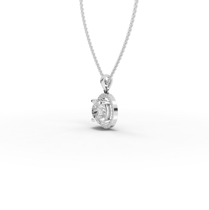 3.5 Carats Round Cut Moissanite Diamond Halo Chain & Pendant