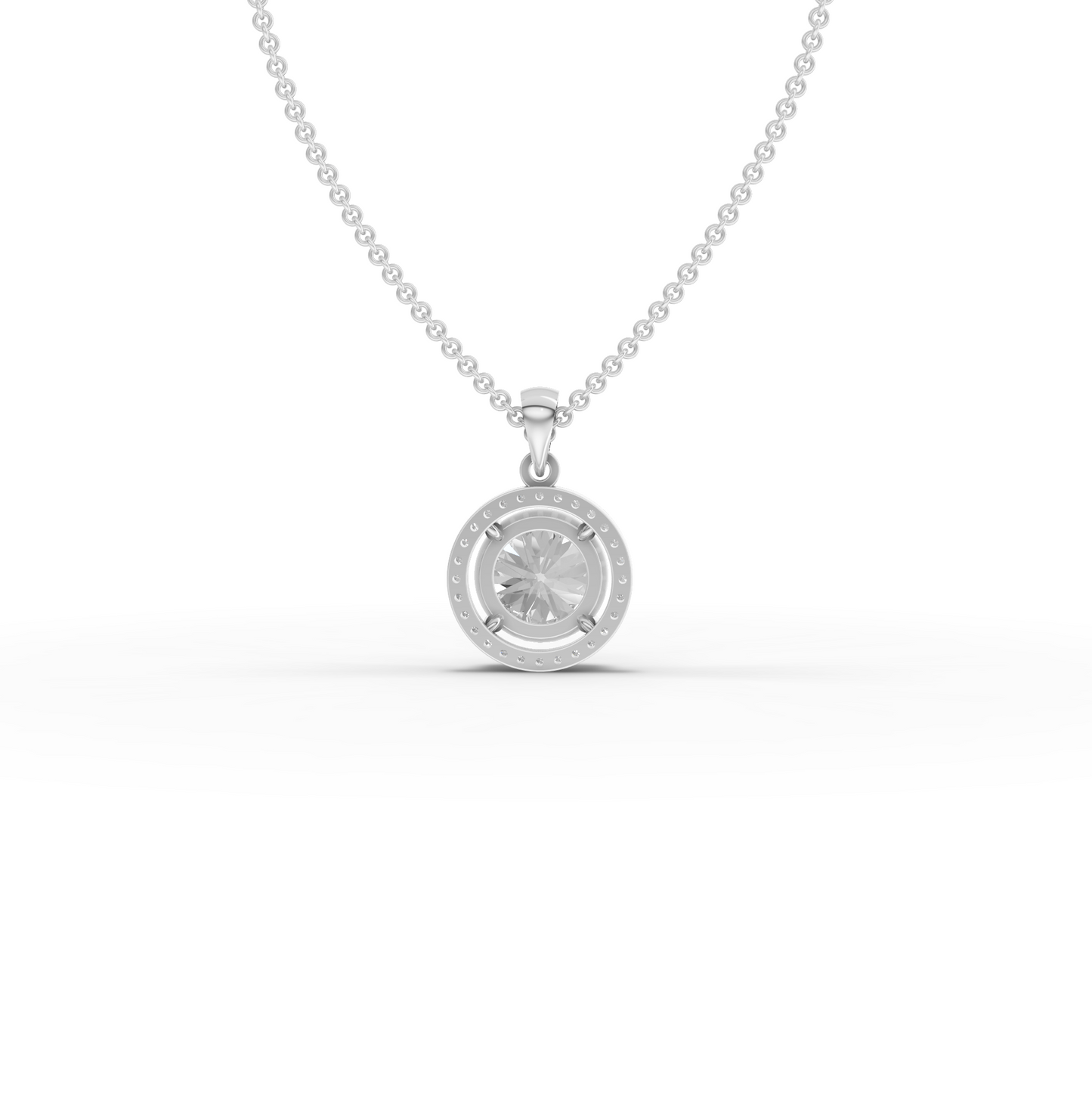 3.5 Carats Round Cut Moissanite Diamond Halo Chain & Pendant