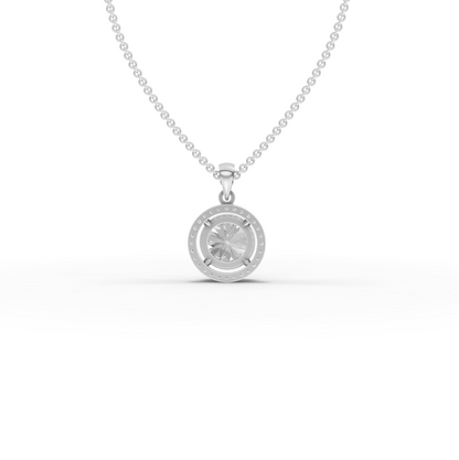3.5 Carats Round Cut Moissanite Diamond Halo Chain & Pendant