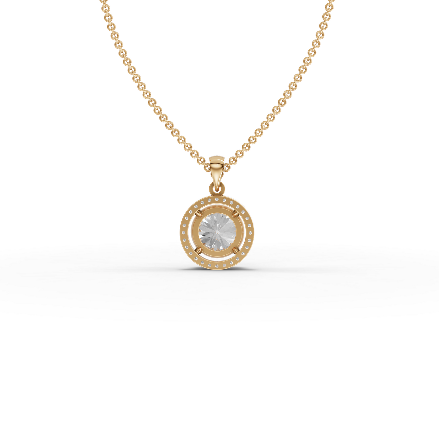 3.5 Carats Round Cut Moissanite Diamond Halo Chain & Pendant