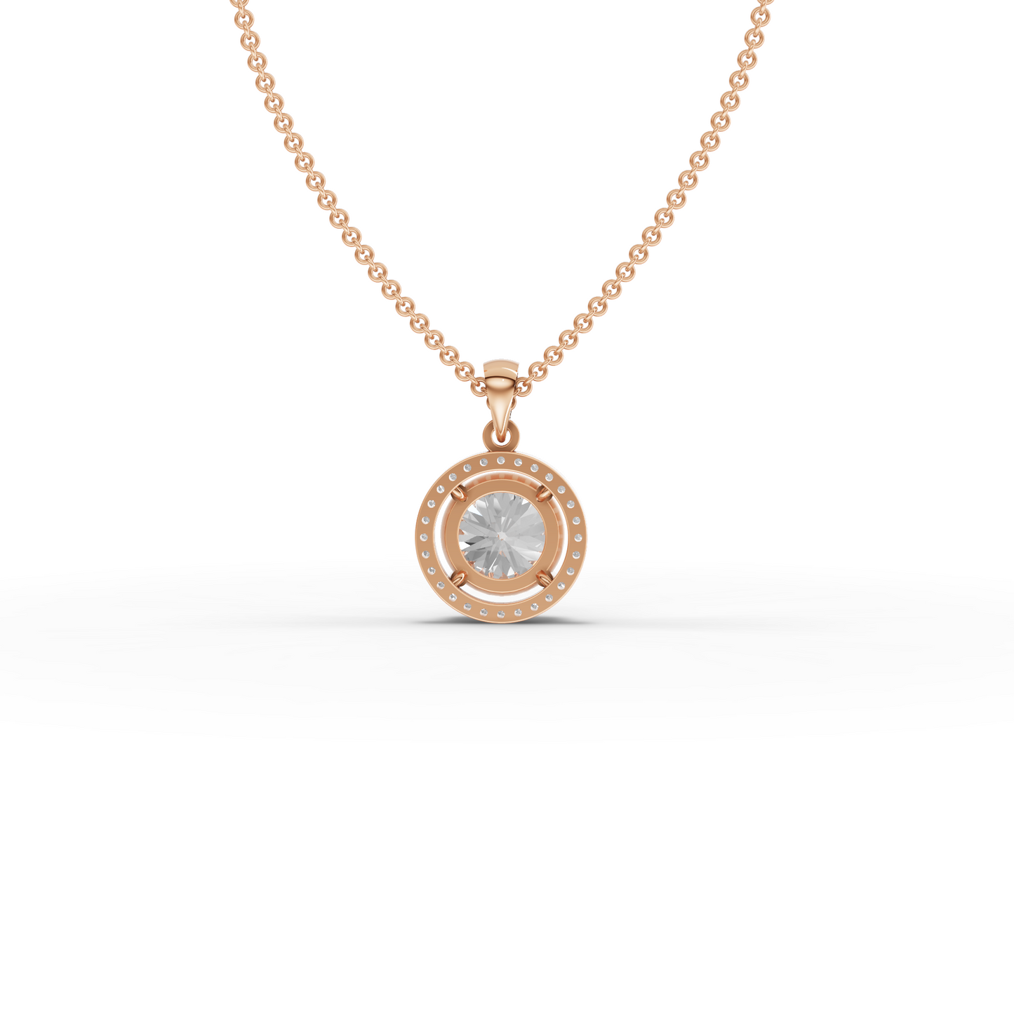 3.5 Carats Round Cut Moissanite Diamond Halo Chain & Pendant