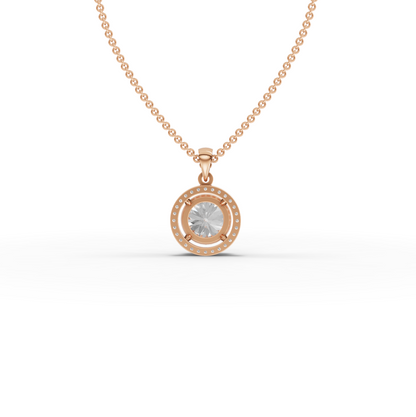 3.5 Carats Round Cut Moissanite Diamond Halo Chain & Pendant