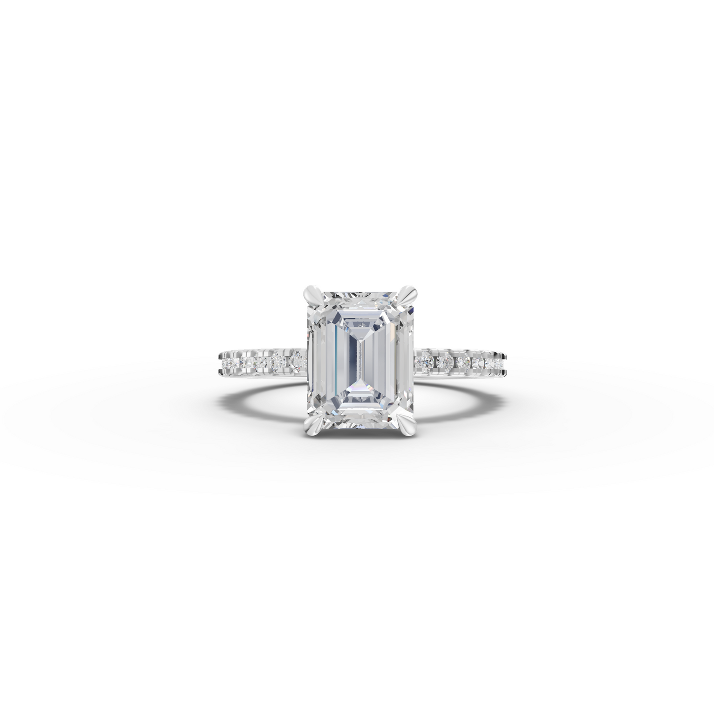 2.5 Carat Center Emerald Cut Moissanite Diamond Engagement Ring