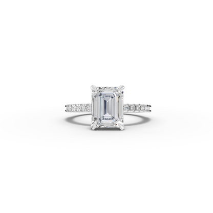 2.5 Carat Center Emerald Cut Moissanite Diamond Engagement Ring