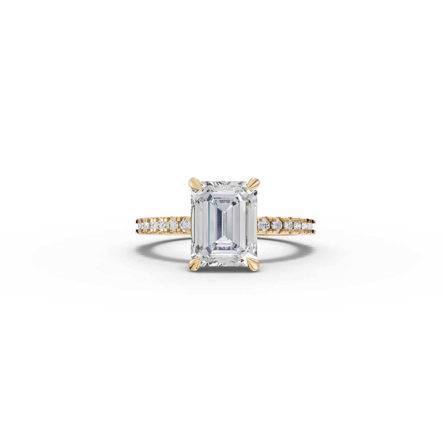 2.5 Carat Center Emerald Cut Moissanite Diamond Engagement Ring