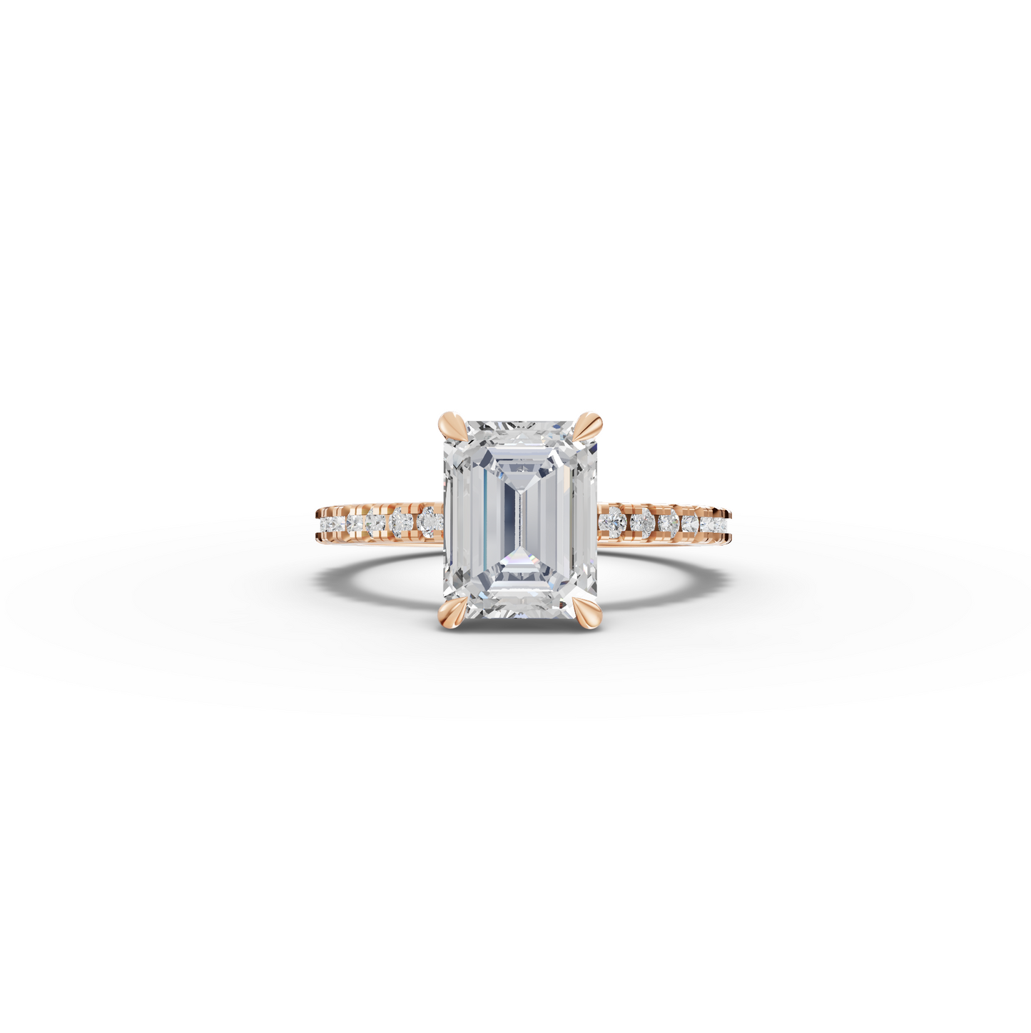 2.5 Carat Center Emerald Cut Moissanite Diamond Engagement Ring