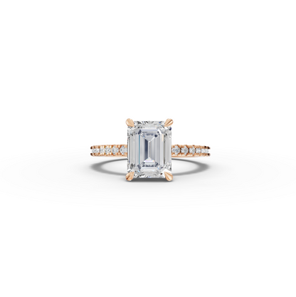 2.5 Carat Center Emerald Cut Moissanite Diamond Engagement Ring