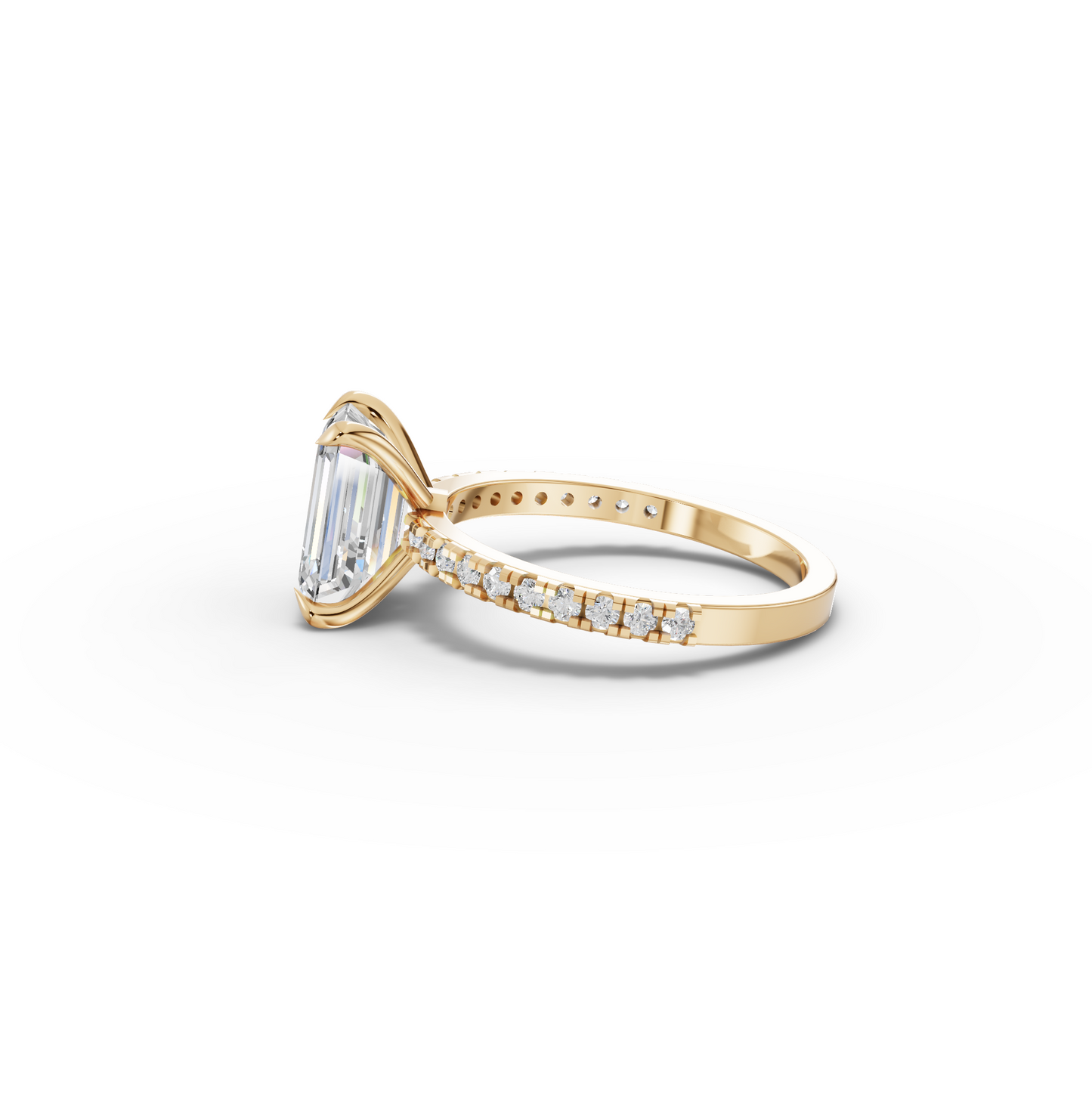2.5 Carat Center Emerald Cut Moissanite Diamond Engagement Ring
