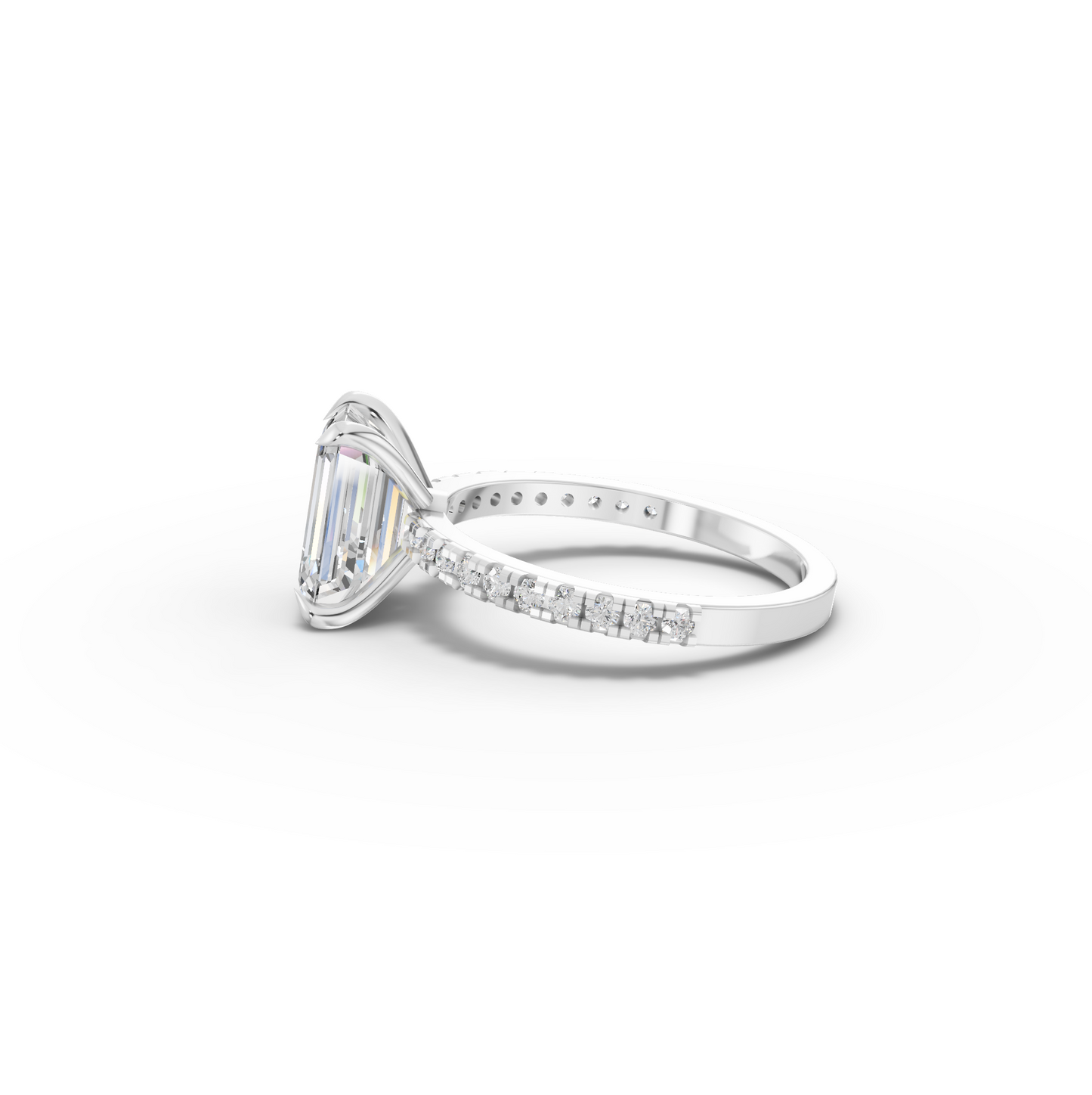 2.5 Carat Center Emerald Cut Moissanite Diamond Engagement Ring