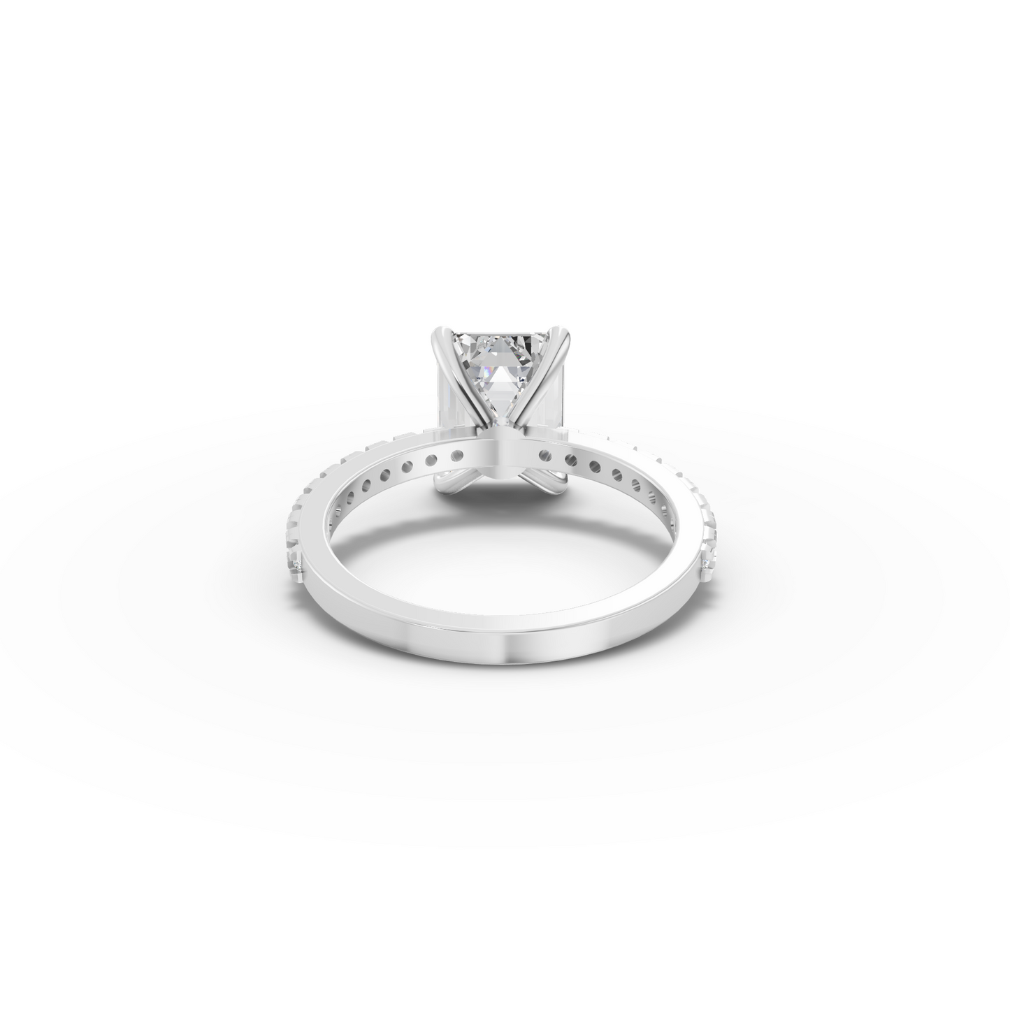 2.5 Carat Center Emerald Cut Moissanite Diamond Engagement Ring