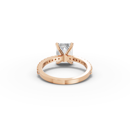 2.5 Carat Center Emerald Cut Moissanite Diamond Engagement Ring