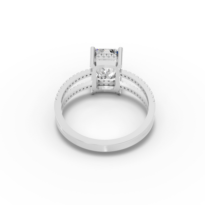 4 Carat Emerald Cut Moissanite Diamond Split Shank Engagement Ring
