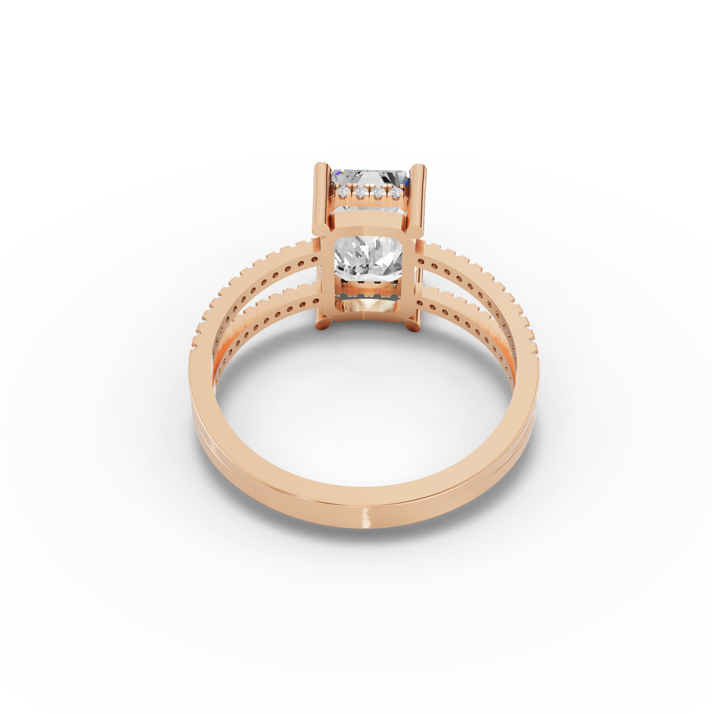 4 Carat Emerald Cut Moissanite Diamond Split Shank Engagement Ring