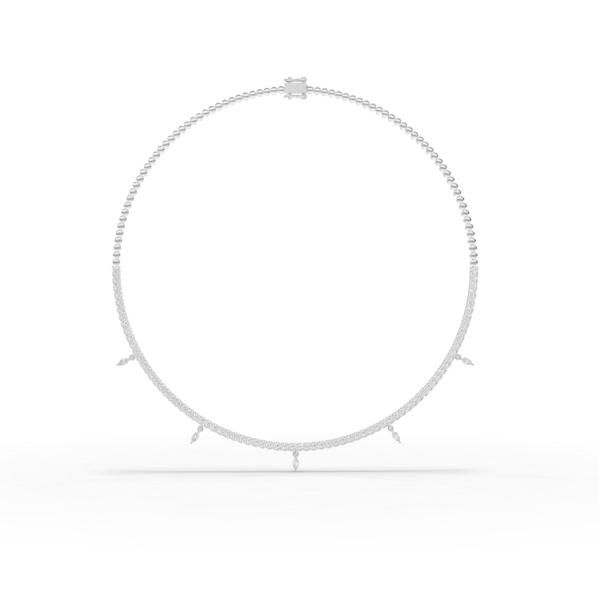 Marquise Charm Moissanite Diamond Tennis Necklace