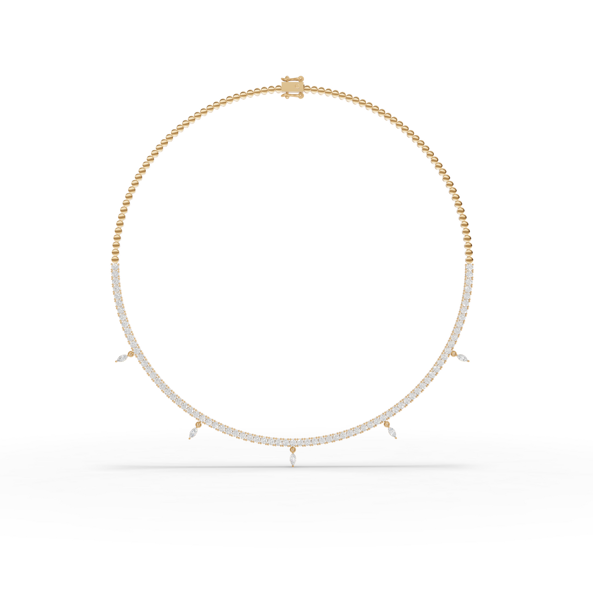 Marquise Charm Moissanite Diamond Tennis Necklace