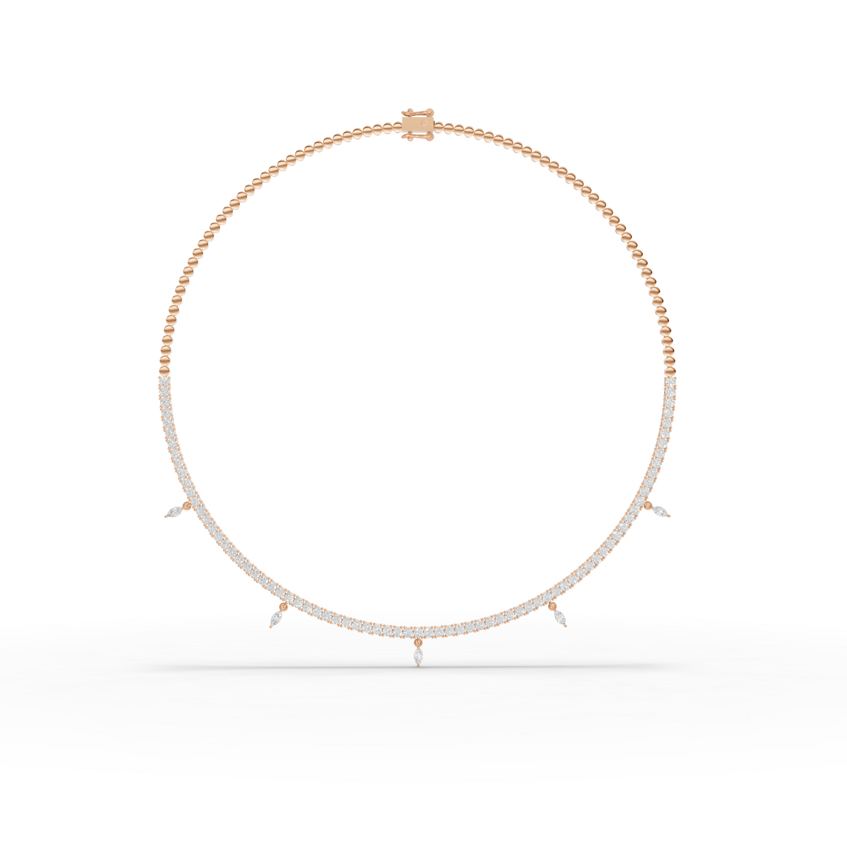 Marquise Charm Moissanite Diamond Tennis Necklace