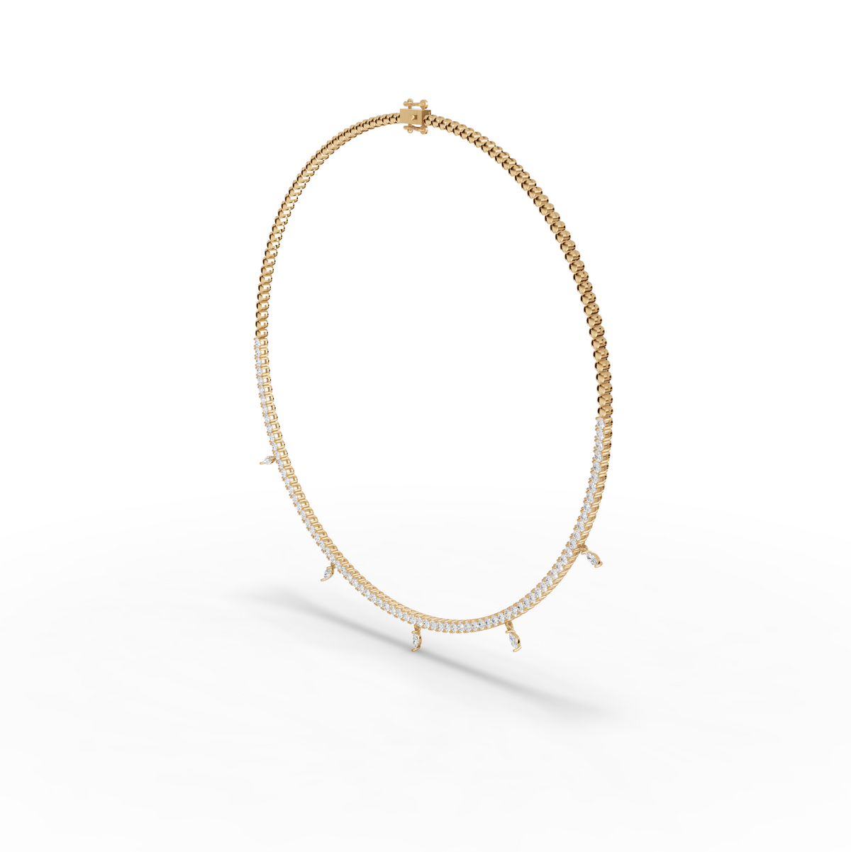 Marquise Charm Moissanite Diamond Tennis Necklace