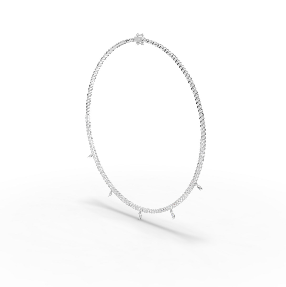 Marquise Charm Moissanite Diamond Tennis Necklace